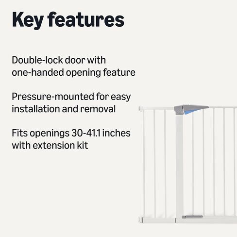 Amazon Basics بوابة معدنية واسعة قابلة للتعديل للحيوانات الأليفة، مقاس 28.3 × 1 × 30 بوصة، أبيض ورمادي in Saudi Arabia