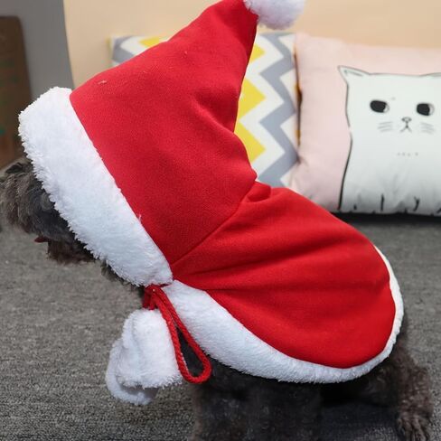 Christmas Pet Costumes - Festive Dog & Cat Outfits | Red Hooded Cape, Polyester Material | Machine Washable, Ideal for Stocking Stuffers in Saudi Arabia