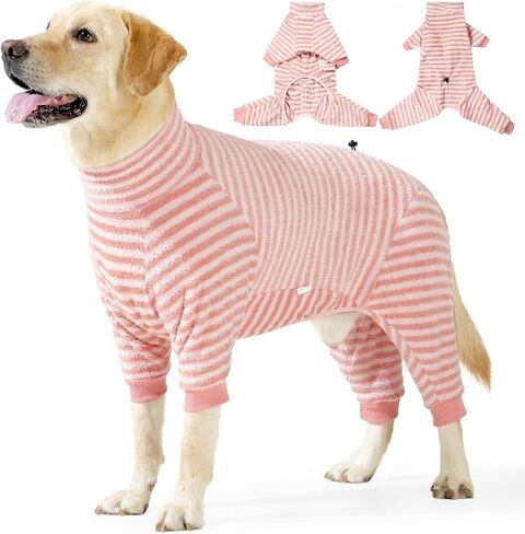 Dog Winter Coat Sweater Clothes Soft Fleece Pullover Pajamas, Dog Cold Weather Coats Jacket Warm Windproof Fullbody Dog Jumpsuit Fleece Onesie for Dogs, Thick Pet Snowsuit Christmas, Pink in Saudi Arabia