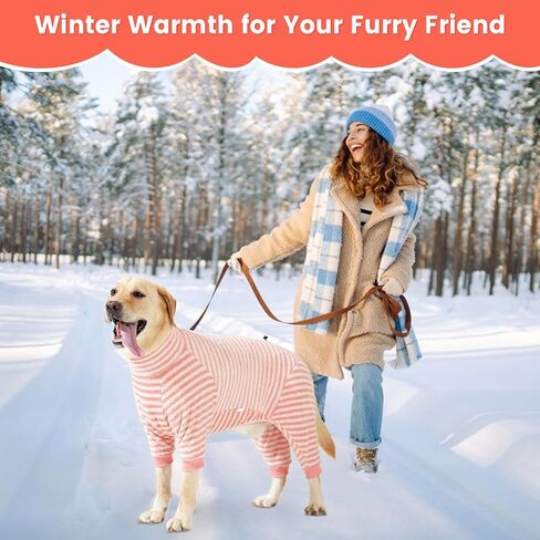 Dog Winter Coat Sweater Clothes Soft Fleece Pullover Pajamas, Dog Cold Weather Coats Jacket Warm Windproof Fullbody Dog Jumpsuit Fleece Onesie for Dogs, Thick Pet Snowsuit Christmas, Pink in Saudi Arabia