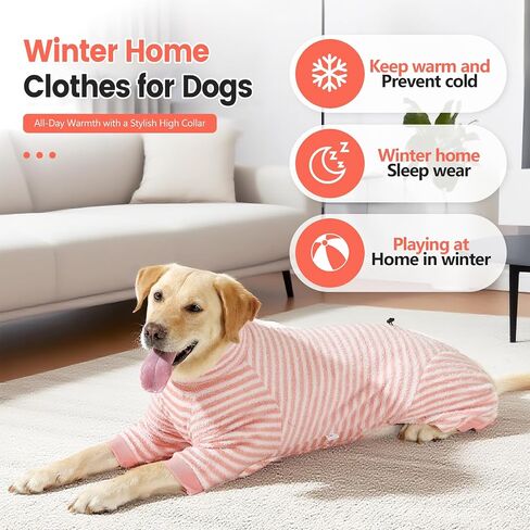 Dog Winter Coat Sweater Clothes Soft Fleece Pullover Pajamas, Dog Cold Weather Coats Jacket Warm Windproof Fullbody Dog Jumpsuit Fleece Onesie for Dogs, Thick Pet Snowsuit Christmas, Pink in Saudi Arabia