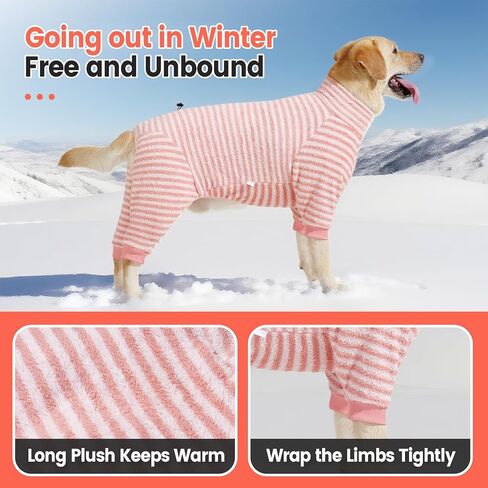 Dog Winter Coat Sweater Clothes Soft Fleece Pullover Pajamas, Dog Cold Weather Coats Jacket Warm Windproof Fullbody Dog Jumpsuit Fleece Onesie for Dogs, Thick Pet Snowsuit Christmas, Pink in Saudi Arabia