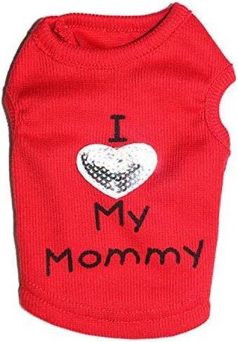 Dog Shirts I Love My Daddy/Mommy Cute Heart Vest Slogan Clothe for Small Puppy Chihuahua Poodle Teacup Shiatsu Yorkie T-Shirt in Saudi Arabia