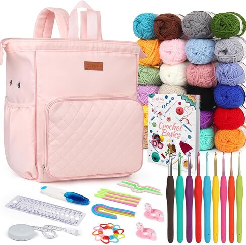 Coopay Crochet Kit Beginners Crochet Hook Set with Crochet Yarn,58PCS Portable Crochet Set Ergonomic Crochet Hooks Travel Knitting Crochet Supplies in Kuwait