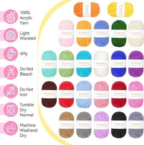 Coopay Crochet Kit Beginners Crochet Hook Set with Crochet Yarn,58PCS Portable Crochet Set Ergonomic Crochet Hooks Travel Knitting Crochet Supplies in Kuwait