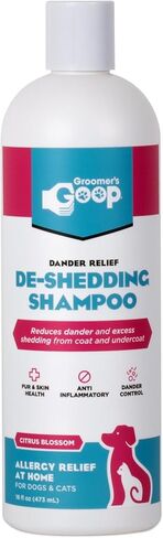 شامبو الحيوانات الأليفة لإزالة تساقط الشعر من Groomer's Goop Dander - تركيبة تنظيف عميق تقلل من تساقط الشعر والوبر في الكلاب والقطط، وتهدئ البشرة الجافة، وترطب بالكولاجين النباتي - زجاجة 16 أونصة in Kuwait
