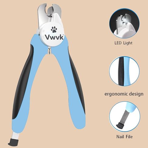 Dog Cat Nail Clippers & Trimmers LED Light Illuminates Nails/Bloodline, Quick Sensor Safety Guard to Avoid Over Cutting, Extra Sharp Blade for Thick Nails, with Free Nail File(Blue) in Saudi Arabia