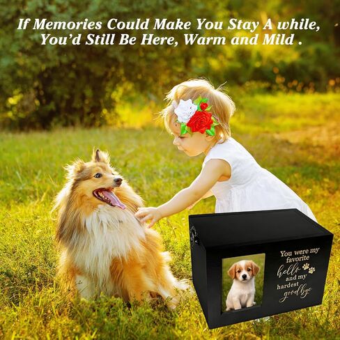 Dog Urn - Pet Urns for Dogs, Pet Urn, Dog Urns for Ashes & Cat Urn, Medium Wooden Memorial Box with Photo Frame, Rainbow Bridge Keepsake with Black Flannel Lining in Saudi Arabia