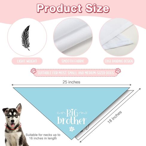 2 Packs Big Brother Dog Bandana Pregnancy Announcement Baby Security in Training Baby Announcement Blue Pet Dog Triangle Scarf Accessories for Small Medium Large Dogs Cats in Kuwait