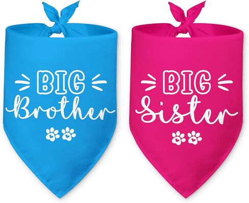 2 Packs Big Brother Dog Bandana Pregnancy Announcement Baby Security in Training Baby Announcement Blue Pet Dog Triangle Scarf Accessories for Small Medium Large Dogs Cats in Kuwait
