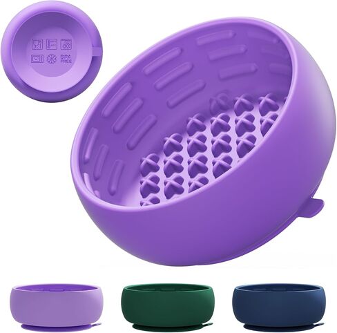Purple Dog Puzzle Toy & Lick Mat for Bathing - Grooming Helper & Boredom Buster Slow Feeder Bowl with Suction Cups for Dogs and Cats - Interactive Treat Dispenser(Only for Small Dogs) in Saudi Arabia