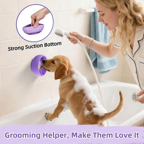 Purple Dog Puzzle Toy & Lick Mat for Bathing - Grooming Helper & Boredom Buster Slow Feeder Bowl with Suction Cups for Dogs and Cats - Interactive Treat Dispenser(Only for Small Dogs) in Saudi Arabia