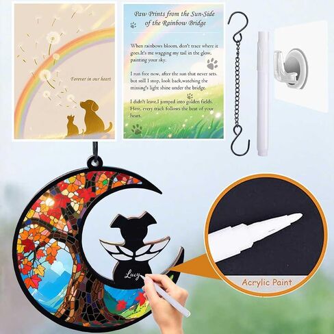 Dog Memorial Suncatcher, Loss of Dog Sympathy Gift for Pet Lovers, Cats Remembrance Ornament, Pet Memorial Gifts, Poppy in Saudi Arabia