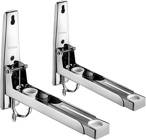 Hovico Universal Stainless Steel Microwave Mount Bracket, Support Frame Steel Foldable Stretch Shelf Rack Microwave Oven Wall Mount Bracket Stainless Silver in Saudi Arabia