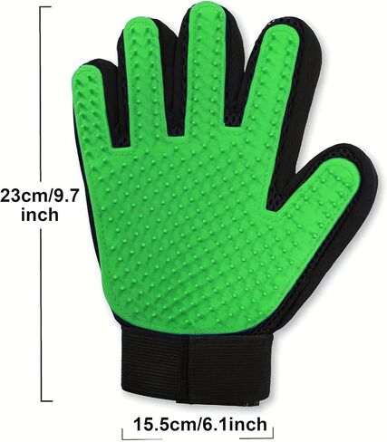 Pet Grooming Gloves for Cats and Dogs 1 Pair 2-in-1 Deshedding Brush and Massage Mitt Efficient Hair Remover Glove for Shedding and Bathing Safe for All Breeds Green in Saudi Arabia
