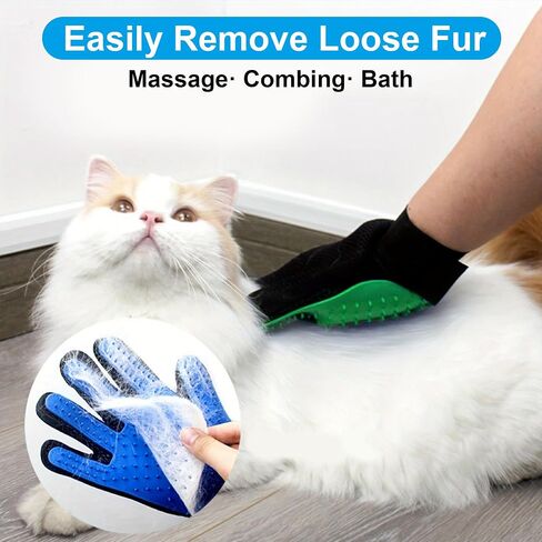 Pet Grooming Gloves for Cats and Dogs 1 Pair 2-in-1 Deshedding Brush and Massage Mitt Efficient Hair Remover Glove for Shedding and Bathing Safe for All Breeds Green in Saudi Arabia