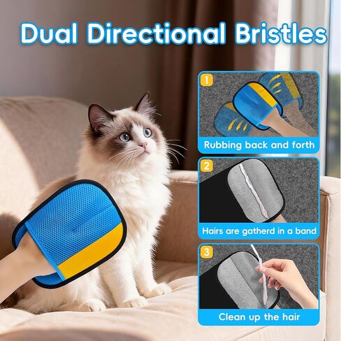 قفاز إزالة شعر الحيوانات الأليفة السميك، فرشاة سحرية لإزالة شعر الحيوانات الأليفة للقطط والكلاب، قفازات مطورة لشعر الحيوانات الأليفة قابلة لإعادة الاستخدام للأريكة والملابس والسجاد ومقعد السيارة، وقفازات العناية بالقطط in Kuwait