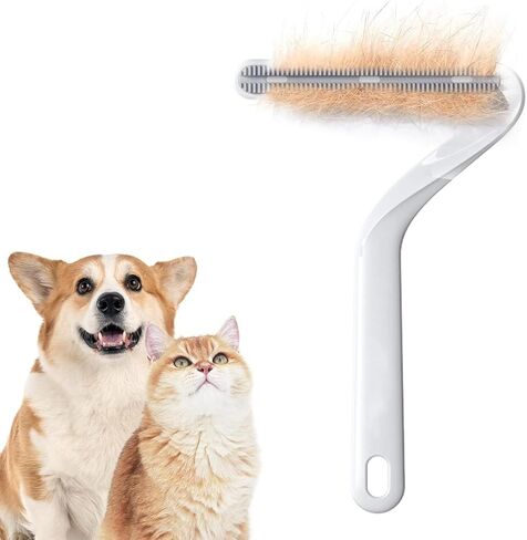Double-Sided Carpet Scraper Pet Hair Remover Carpet Rake Cat Dog Hair Remover for Couch Rug Furniture Car Plus Pet Comb Brush (Blue) in Saudi Arabia