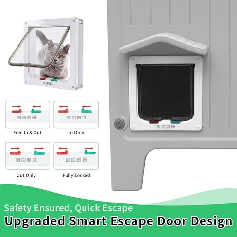 Rockever Plastic Outdoor Cat House, Waterproof Cat House for Outdoor Cats with Escape Door, Sturdy Feral Cat House Outdoor Indoor, Spacious and Clean Easily (Grey,M) in Saudi Arabia