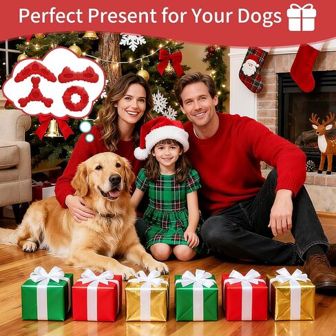 Dog Chew Toys for Aggressive Chewers, 4 Pack Natural Rubber Dog Toys,Teething Toys for Puppies, Soft Durable Interactive Chew Toy for Puppy Teeth Cleaning and Gum Massage (Red) in Saudi Arabia
