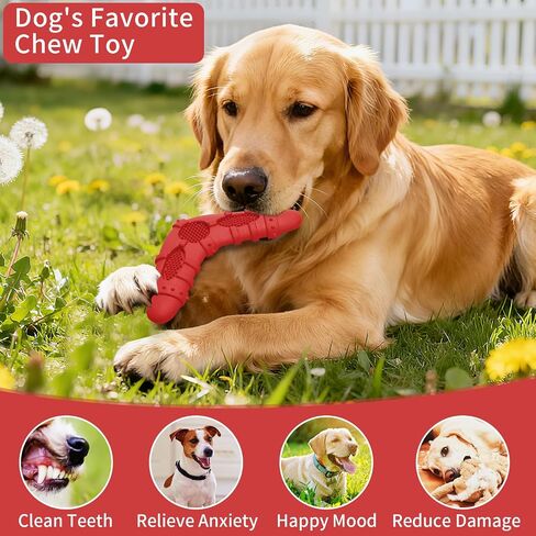 Dog Chew Toys for Aggressive Chewers, 4 Pack Natural Rubber Dog Toys,Teething Toys for Puppies, Soft Durable Interactive Chew Toy for Puppy Teeth Cleaning and Gum Massage (Red) in Saudi Arabia