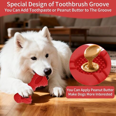 Dog Chew Toys for Aggressive Chewers, 4 Pack Natural Rubber Dog Toys,Teething Toys for Puppies, Soft Durable Interactive Chew Toy for Puppy Teeth Cleaning and Gum Massage (Red) in Saudi Arabia