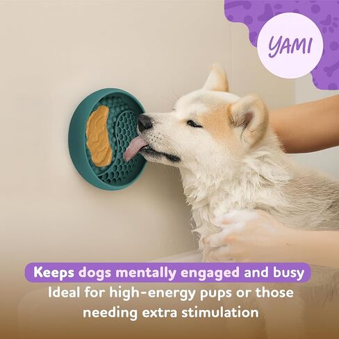 يامي وعاء لعق حصيرة للكلاب والقطط، أوعية التغذية البطيئة، وحدة التغذية البطيئة للقطط، ألعاب إثراء الكلاب مع كوب شفط لتخفيف القلق، سيليكون صالح للطعام، مناسب لغسالة الأطباق، لجميع السلالات (أزرق مخضر داكن) in Kuwait