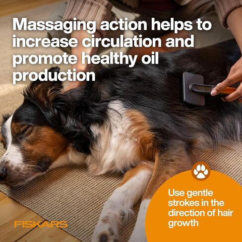 Fiskars Pet Massage Brush, Cat and Dog Brush, Flexible Silicone Bristles & SoftGrip™ Handle for Gentle Deshedding, 6.5", Orange/Black in Saudi Arabia