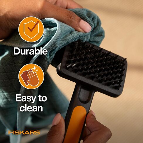 Fiskars Pet Massage Brush, Cat and Dog Brush, Flexible Silicone Bristles & SoftGrip™ Handle for Gentle Deshedding, 6.5", Orange/Black in Saudi Arabia