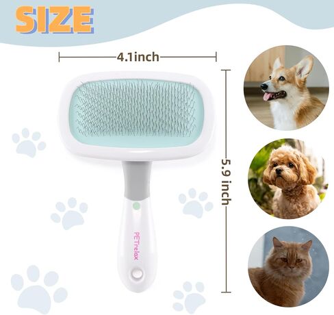 360°Rotating Dog and Cat Brush with Coated Tips and Soft Pins in 2 Length Gentle Slicker Brush for Small Dogs Cats in Saudi Arabia