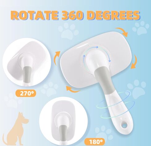 360°Rotating Dog and Cat Brush with Coated Tips and Soft Pins in 2 Length Gentle Slicker Brush for Small Dogs Cats in Saudi Arabia