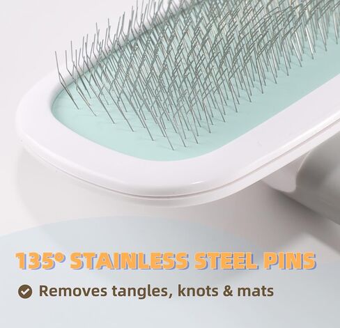 360°Rotating Dog and Cat Brush with Coated Tips and Soft Pins in 2 Length Gentle Slicker Brush for Small Dogs Cats in Saudi Arabia
