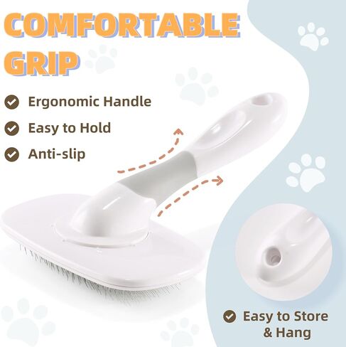 360°Rotating Dog and Cat Brush with Coated Tips and Soft Pins in 2 Length Gentle Slicker Brush for Small Dogs Cats in Saudi Arabia