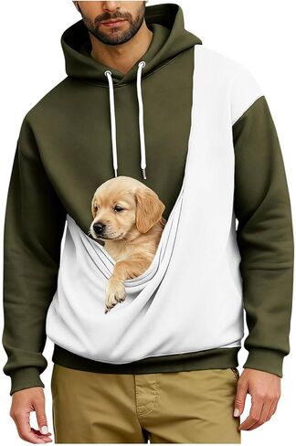 Mens Kangaroo Pouch Hoodies Dogs Cats Small Animal Pet Carrier Hoodie Holder Sweatshirt Long Sleeve Fleece Pullover in Saudi Arabia