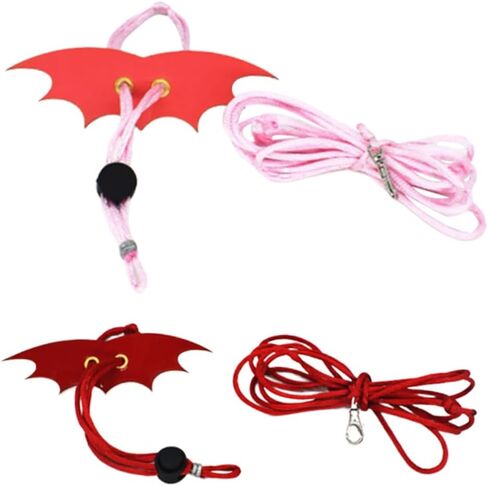 2PCS Adjustable Wing Lizard Harness Leash Small Reptile Rope for Outdoor Walking S Red Pink Non-Folding Wings for Bearded Dragons and Small Animals in Kuwait