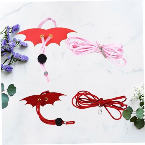 2PCS Adjustable Wing Lizard Harness Leash Small Reptile Rope for Outdoor Walking S Red Pink Non-Folding Wings for Bearded Dragons and Small Animals in Kuwait