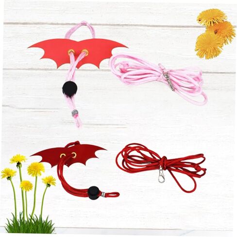 2PCS Adjustable Wing Lizard Harness Leash Small Reptile Rope for Outdoor Walking S Red Pink Non-Folding Wings for Bearded Dragons and Small Animals in Kuwait