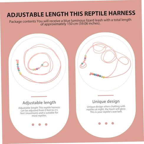 Generic Adjustable Lizard Traction Rope for Small Reptiles Bearded Dragons Geckos Chameleons Pet Harness Leash for Outdoor Walking and Training in Saudi Arabia