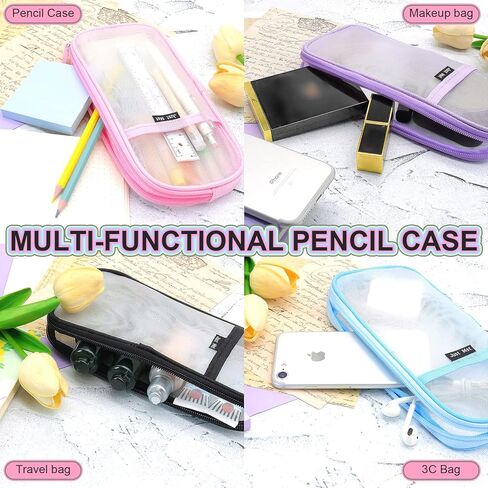 حقيبة مقلمة ذات سعة كبيرة من Sonuimy، حافظة أقلام رصاص جميلة ذات سعة كبيرة وسحاب، حقيبة مكياج محمولة للمكتب، منظم مكتب للكلية البالغين والنساء والرجال - أخضر in Kuwait