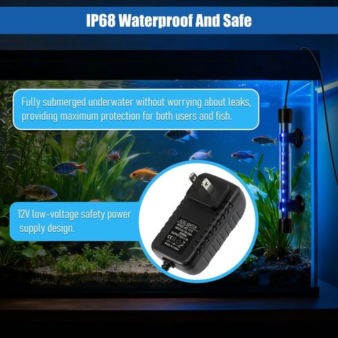 LED Aquarium Light with IP68 Waterproof and Memory Function Submersible Fish Tank Light with Remote and 16 Colors 7.5 Inches Brightness Adjustable Underwater Light Bar for Fish Tank Aquarium in Saudi Arabia