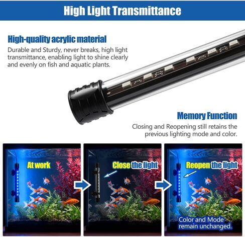 LED Aquarium Light with IP68 Waterproof and Memory Function Submersible Fish Tank Light with Remote and 16 Colors 7.5 Inches Brightness Adjustable Underwater Light Bar for Fish Tank Aquarium in Saudi Arabia