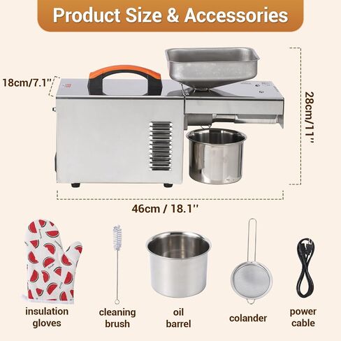 GarveeHome 900W Electric Oil Press Machine - Automatic Cold & Hot Oil Extractor with 340 Stainless Steel, Perfect for Pressing Peanut, Sesame Seeds, Walnut, Almond, Pumpkin, and Rapeseed in Saudi Arabia