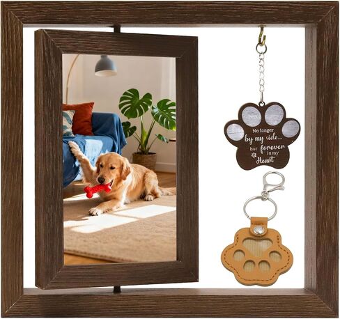 Memorial Gifts for Loss of Dog, Pet Memorial Gifts for Cats,Wooden Picture Frame for 4x6 Photo,Dog Hair Keychain,Pet Fur Keepsake,Loss of Sympathy Bereavement Remembrance Gift in Saudi Arabia