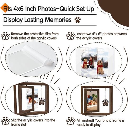 Memorial Gifts for Loss of Dog, Pet Memorial Gifts for Cats,Wooden Picture Frame for 4x6 Photo,Dog Hair Keychain,Pet Fur Keepsake,Loss of Sympathy Bereavement Remembrance Gift in Saudi Arabia