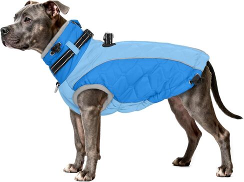 Dog Jackets for Large Dogs Waterproof, Warm Dog Cold Weather Coats with D Ring & Adjustable Buckles, Reflective Fleece Snowsuit Back Zipper, Thick Fleece Vest Christmas XL Purple in Saudi Arabia