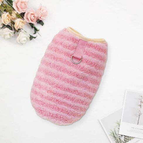 Dog Warm Clothes Soft Shaker Plush Winter Outfit Simple Striped Pet Cold Weather Coats for Small Medium Dogs in Saudi Arabia