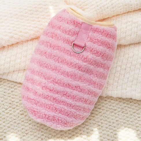 Dog Warm Clothes Soft Shaker Plush Winter Outfit Simple Striped Pet Cold Weather Coats for Small Medium Dogs in Saudi Arabia