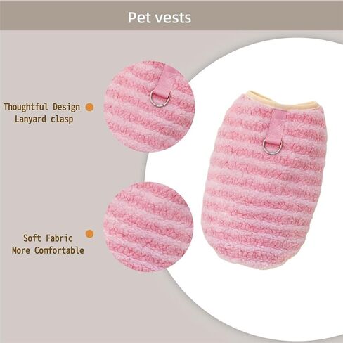 Dog Warm Clothes Soft Shaker Plush Winter Outfit Simple Striped Pet Cold Weather Coats for Small Medium Dogs in Saudi Arabia