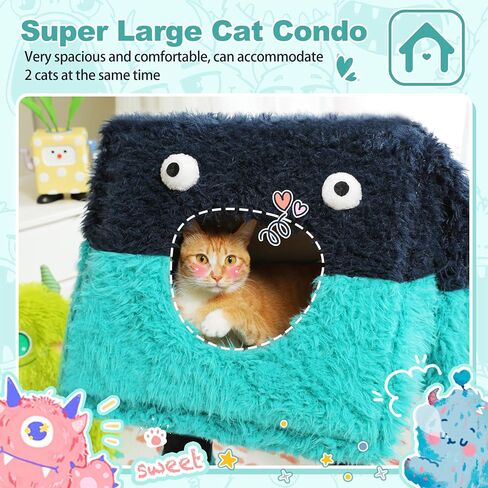 PEQULTI 31" Cat Tree for Indoor Cats, Multi-Level Cat Tower with Cozy Cat Condo Clearance Prime, Blue in Saudi Arabia