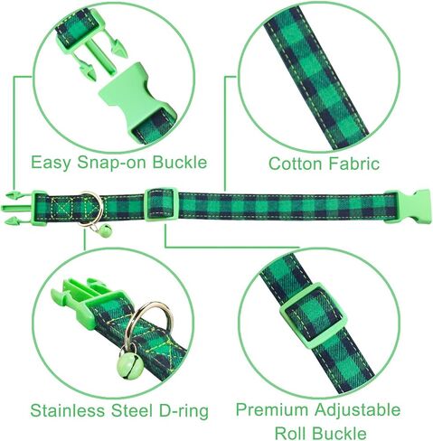 Cute Plaid Dog Collar with Safety Buckle - Adjustable and Comfortable Dog Collars for Small Medium Large Dogs, Stylish Puppy Collar for Boy Girl Pets in Kuwait